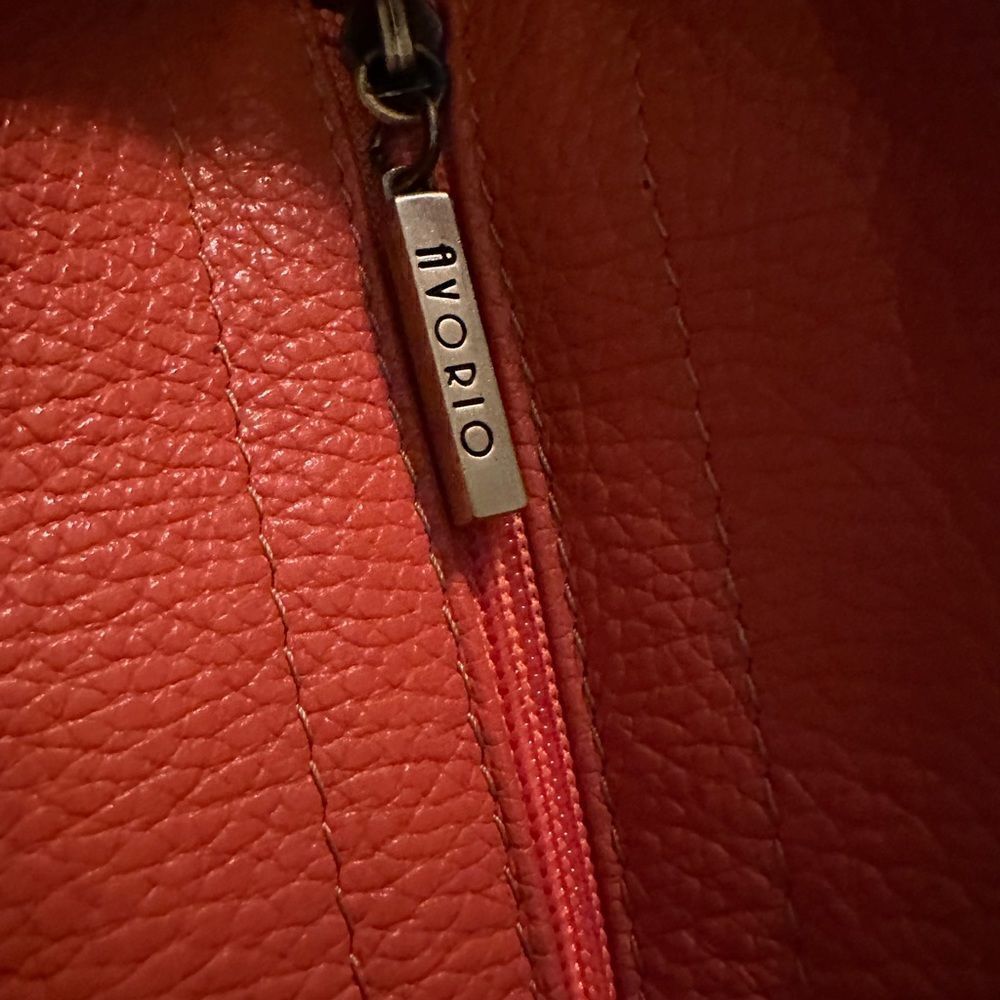 VERA PELLE Purse Brown & Orange Leather Grommet  Shoulder Bag - Picture 5 of 9